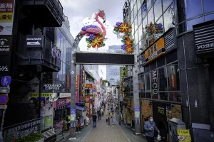 Takeshita Dori sign over empty street