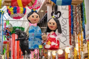 Hikoboshi and Orihime paper mache dolls