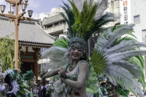 woman in green samba outift